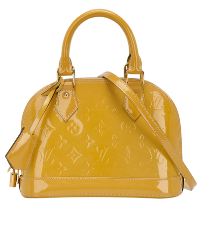 Alma BB, &pound;895, Handbags, Yellow, Patent Leather, Front view